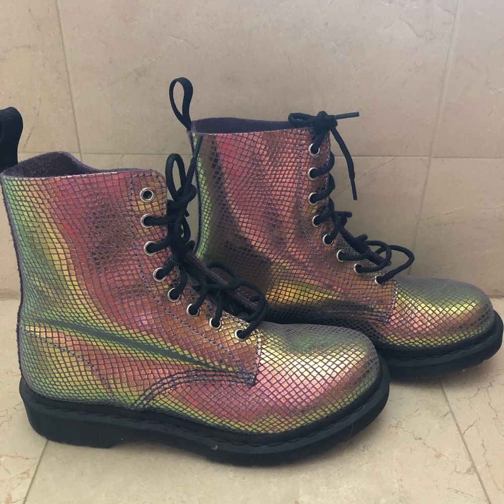 DR MARTENS Silver/Purple glitter Holographic boots